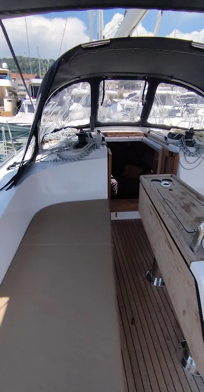 Deck of Mia, a Bavaria Cruiser 37 sailboat at Split, Croatia