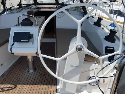 Cockpit of Mia, a Bavaria Cruiser 37 sailboat at Split, Croatia