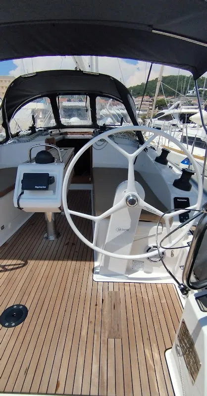 Cockpit of Mia, a Bavaria Cruiser 37 sailboat at Split, Croatia