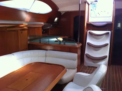 Galley of Idrea, a Jeanneau Sun Odyssey 49 DS sailboat at Lavreotiki Municipal Unit, Greece