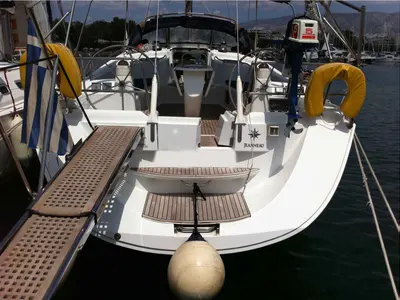 Cockpit of Idrea, a Jeanneau Sun Odyssey 49 DS sailboat at Lavreotiki Municipal Unit, Greece
