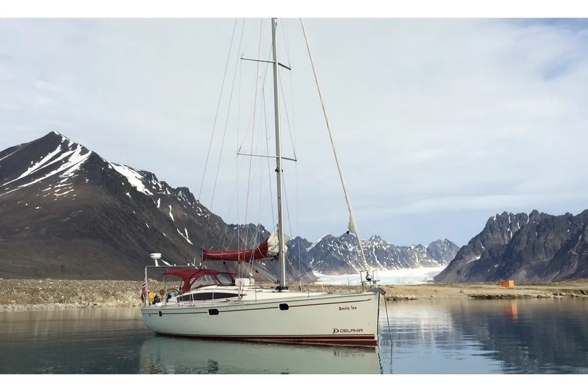 Exterior view of Arctic Ice, a Delphia 47 sailboat at Harstad, Norway