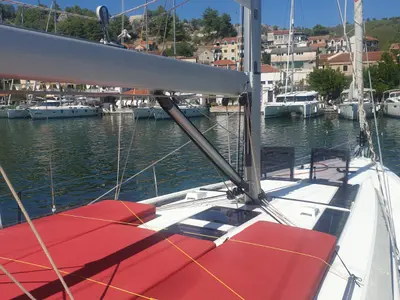 Deck of Raluca, a Beneteau Oceanis 46.1 sailboat at Skradin, Croatia
