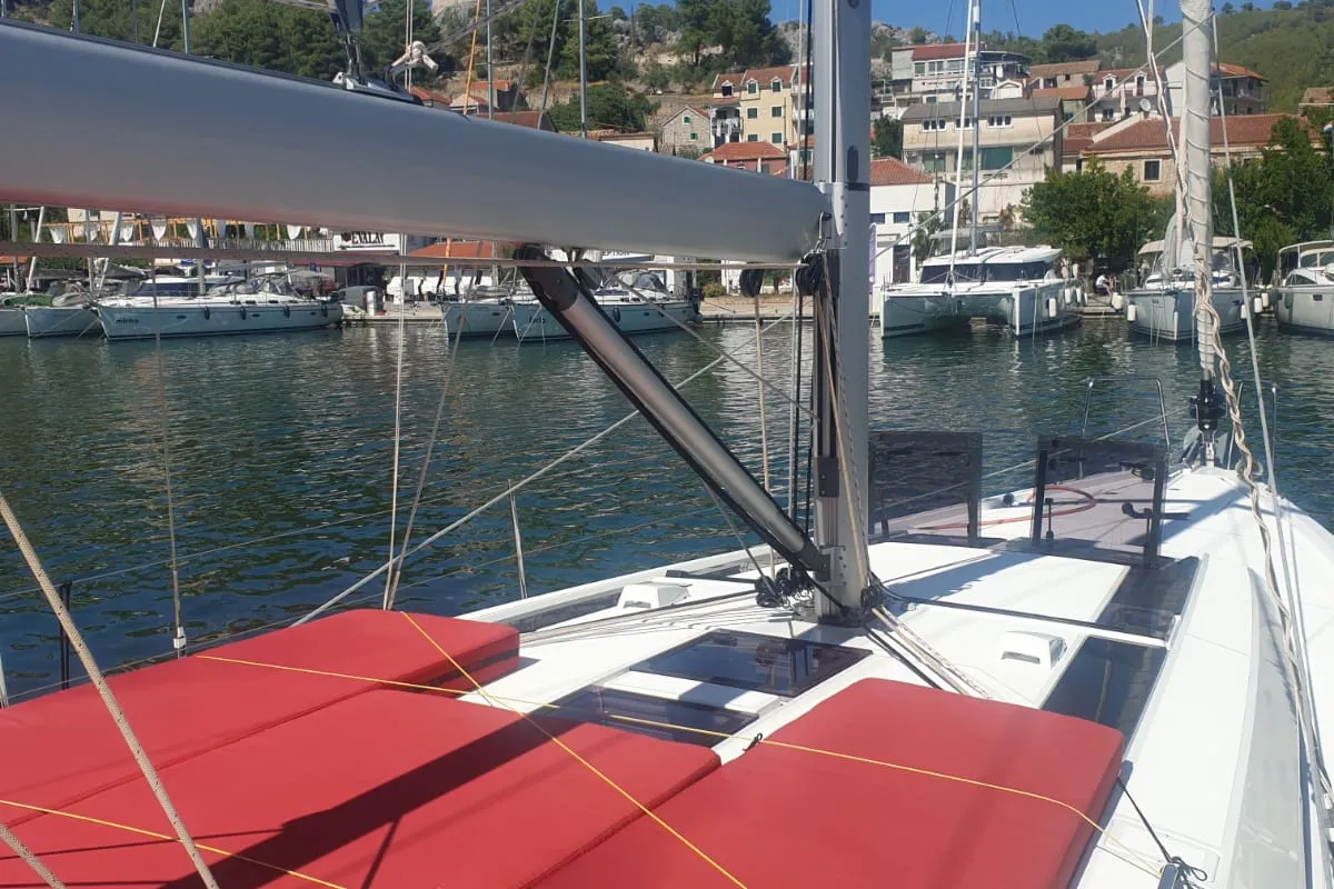 Deck of Raluca, a Beneteau Oceanis 46.1 sailboat at Skradin, Croatia