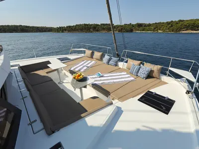 Salon of Sylvester, a Bali 4.5 catamaran at Grad Šibenik, Croatia