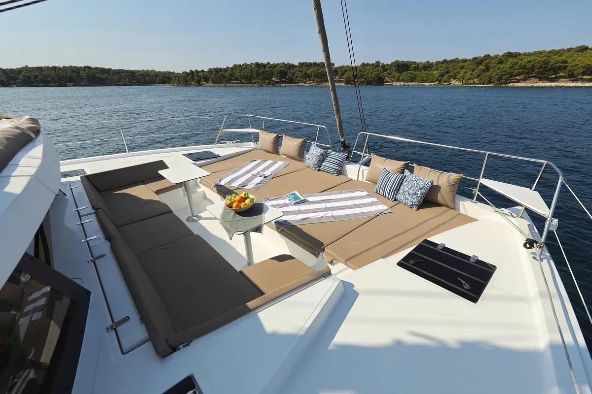Salon of Sylvester, a Bali 4.5 catamaran at Grad Šibenik, Croatia