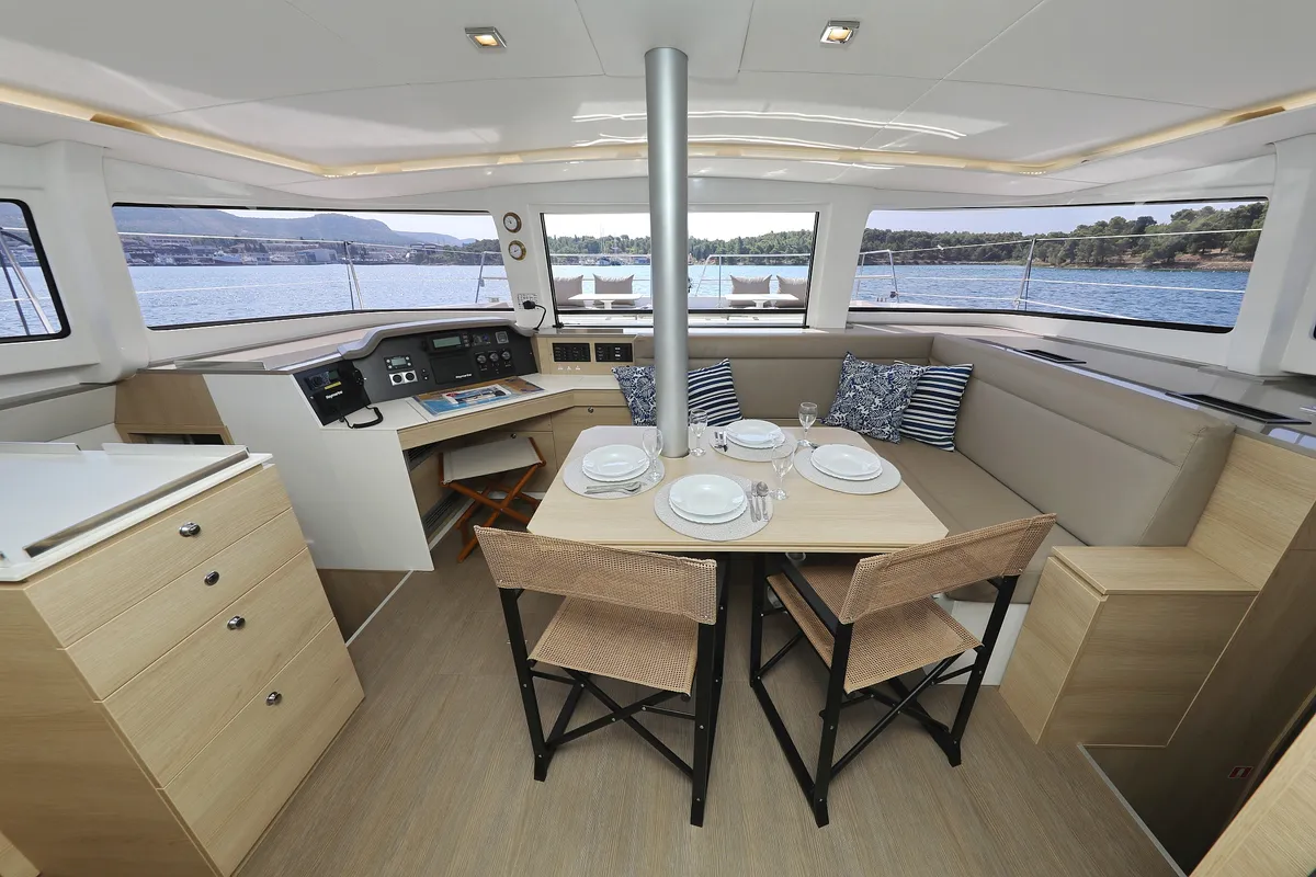 Salon of Sylvester, a Bali 4.5 catamaran at Grad Šibenik, Croatia