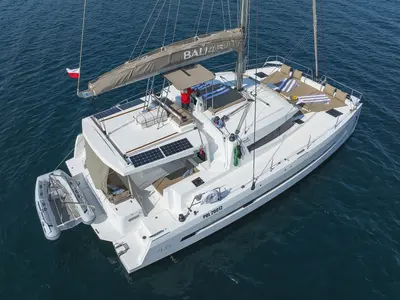 Deck of Sylvester, a Bali 4.5 catamaran at Grad Šibenik, Croatia