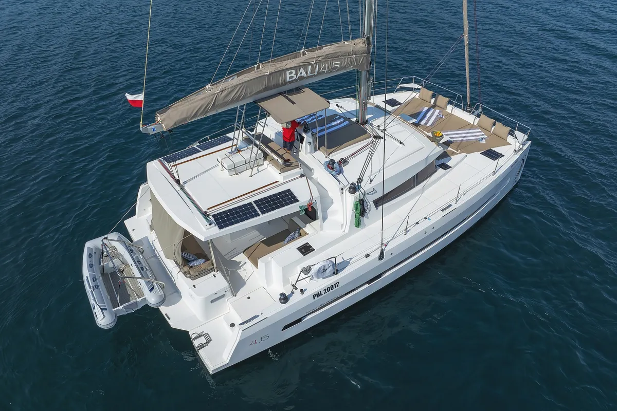 Deck of Sylvester, a Bali 4.5 catamaran at Grad Šibenik, Croatia