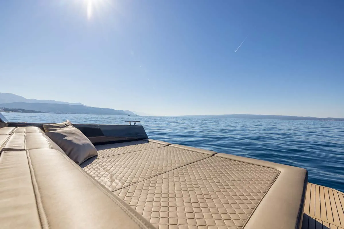 Deck of Gariful 2, a Colnago 45 motor yacht at Split, Croatia