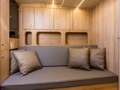 Salon of Gariful 2, a Colnago 45 motor yacht at Split, Croatia