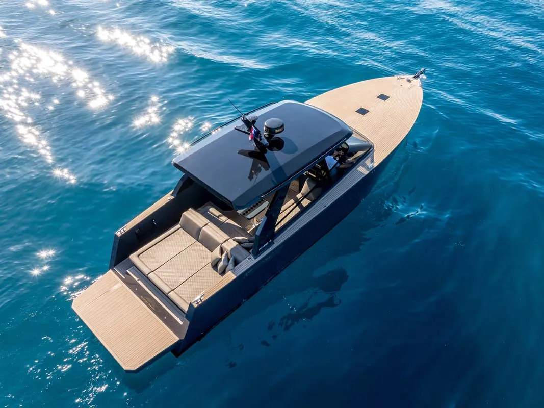 Deck of Gariful 2, a Colnago 45 motor yacht at Split, Croatia