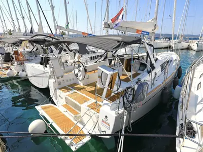 Reya, a Beneteau Oceanis 38.1 sailboat at Grad Biograd na Moru, Croatia