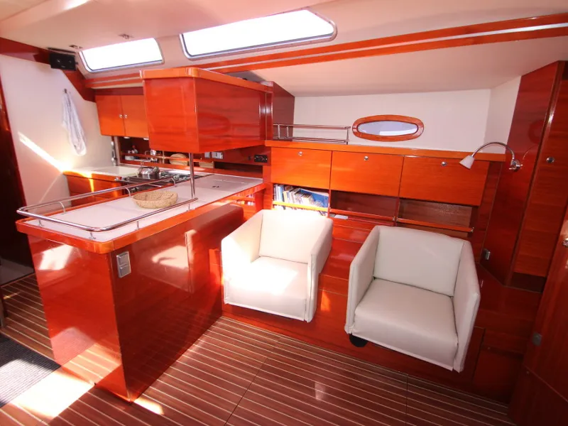 Salon of Aurelia, a Hanse 531 sailboat at Tallinn, Estonia