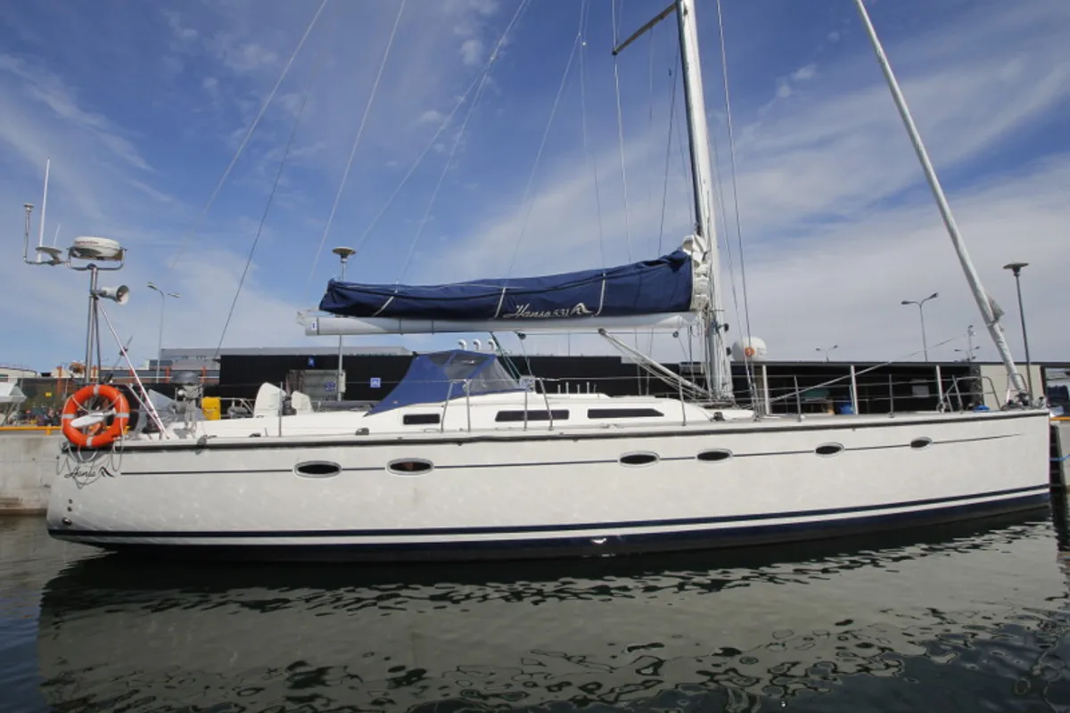 Exterior view of Aurelia, a Hanse 531 sailboat at Tallinn, Estonia