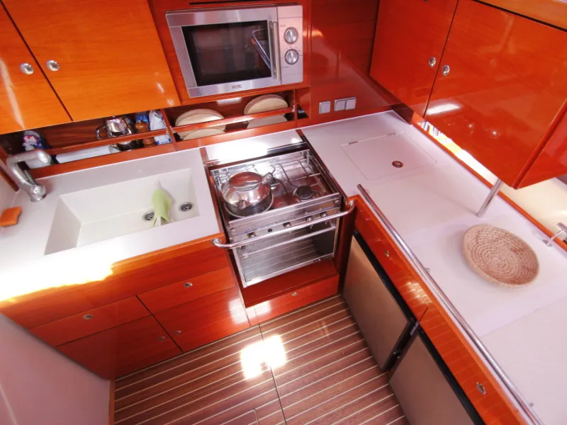 Galley of Aurelia, a Hanse 531 sailboat at Tallinn, Estonia