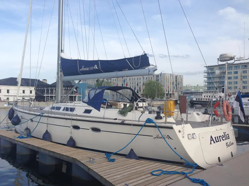 Exterior view of Aurelia, a Hanse 531 sailboat at Tallinn, Estonia