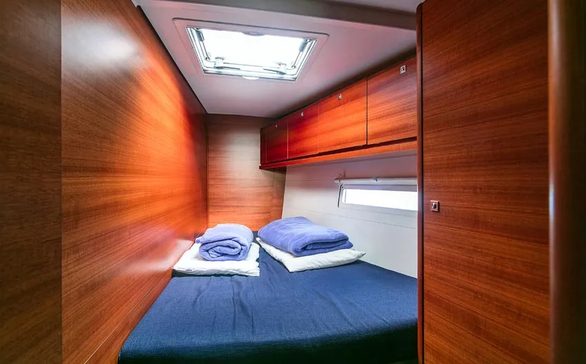 Cabin on Sofia, a Dufour 512 Grand Large sailboat at Olbia, Italy