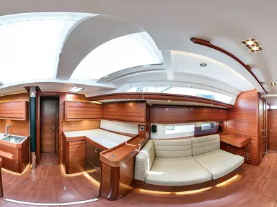 Salon of Sofia, a Dufour 512 Grand Large sailboat at Olbia, Italy