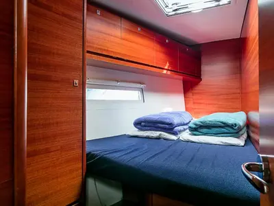 Cabin on Sofia, a Dufour 512 Grand Large sailboat at Olbia, Italy