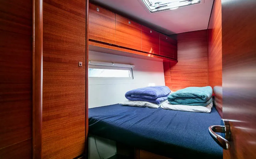 Cabin on Sofia, a Dufour 512 Grand Large sailboat at Olbia, Italy