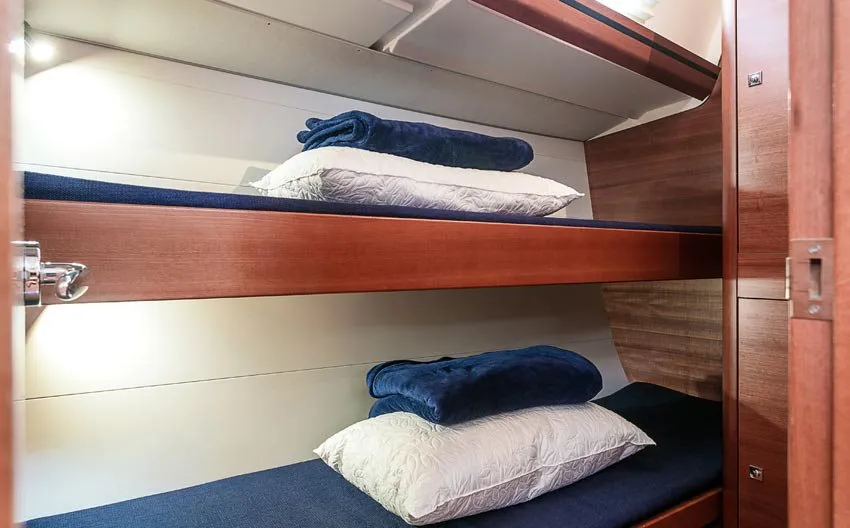 Cabin on Sofia, a Dufour 512 Grand Large sailboat at Olbia, Italy