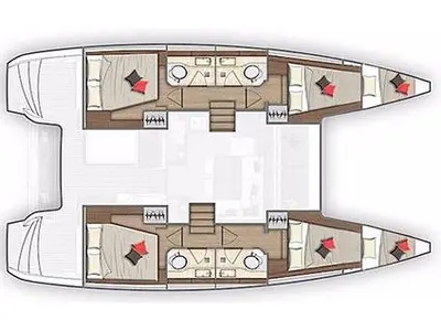 Floor plan of Destiny, a Lagoon 40 catamaran at Kos, Greece