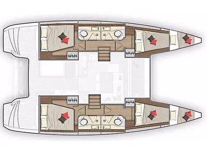 Floor plan of Destiny, a Lagoon 40 catamaran at Kos, Greece