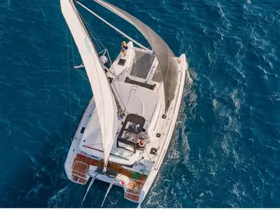 Exterior view of Destiny, a Lagoon 40 catamaran at Kos, Greece