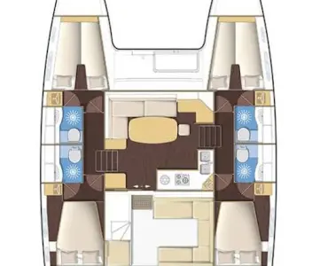 Floor plan of Excellent, a Lagoon 400 catamaran at Sithonia, Greece