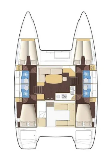 Floor plan of Excellent, a Lagoon 400 catamaran at Sithonia, Greece