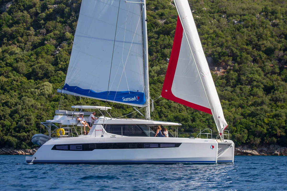 Cabin on Sunsail 454L Classic, a Leopard 45 catamaran at Municipal Unit of Lefkada, Greece