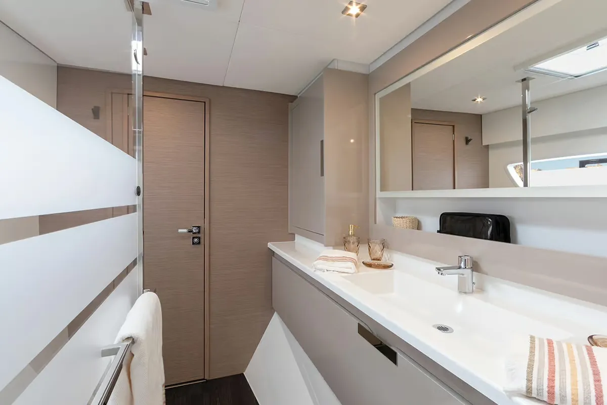 Head on Karina, a Fountaine Pajot Elba 45 catamaran at Procida, Italy