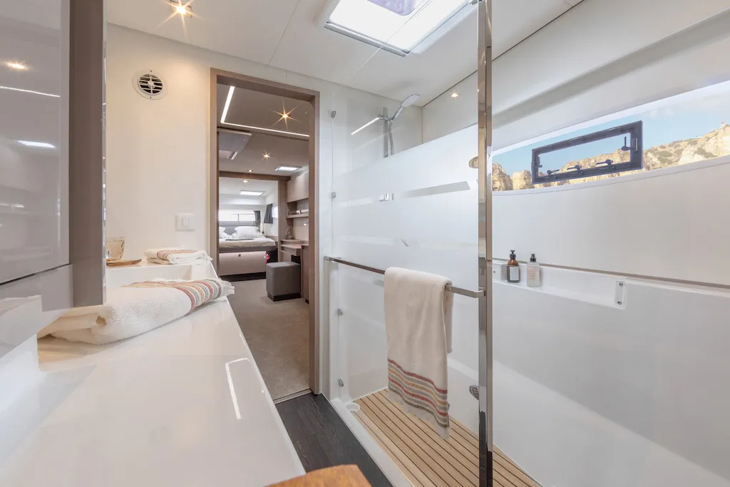 Head on Karina, a Fountaine Pajot Elba 45 catamaran at Procida, Italy
