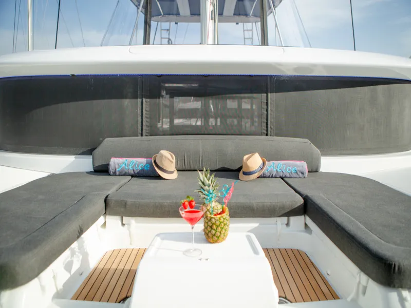 Deck of Alice, a Lagoon 46 catamaran at Athens, Greece
