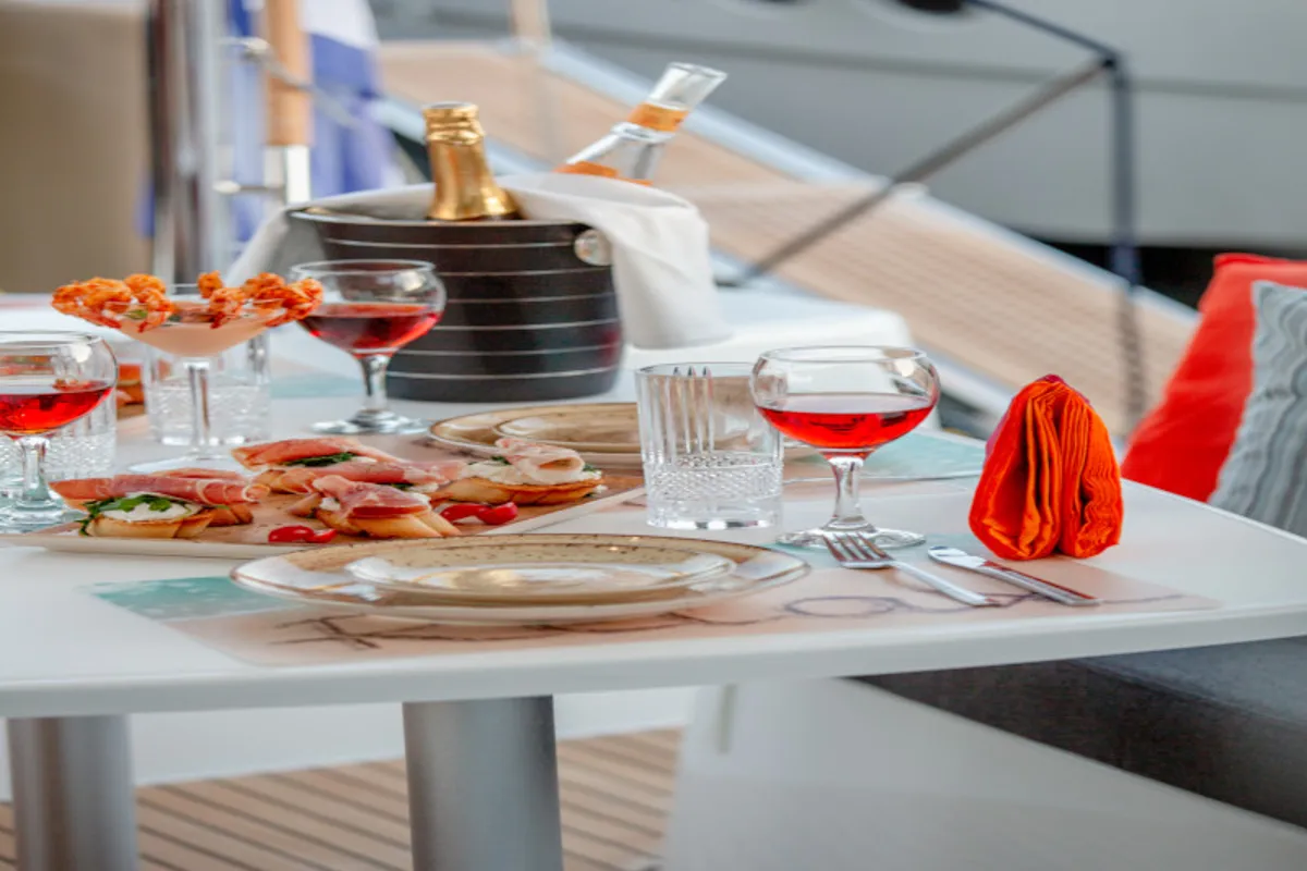 Deck of Alice, a Lagoon 46 catamaran at Athens, Greece