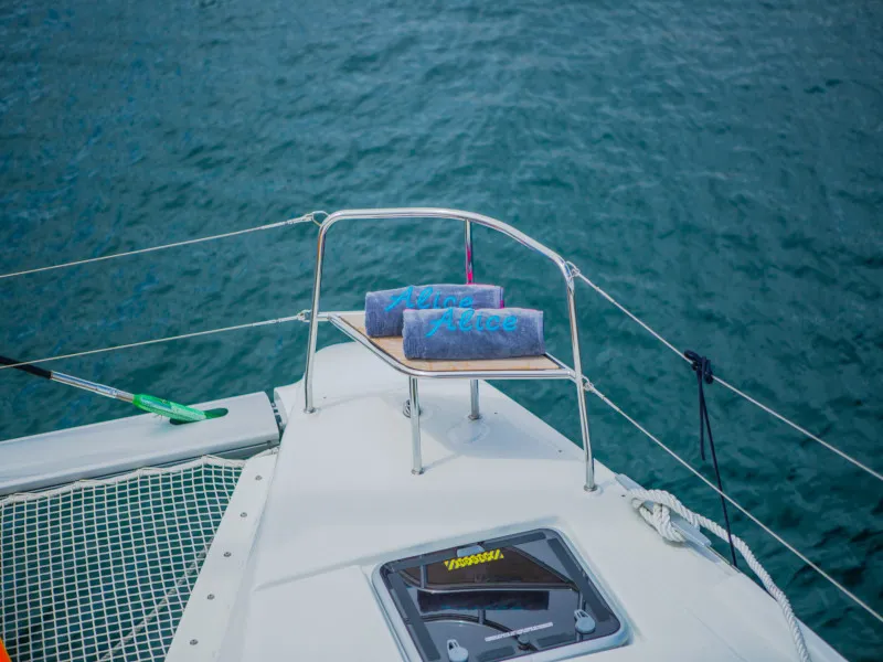 Deck of Alice, a Lagoon 46 catamaran at Athens, Greece