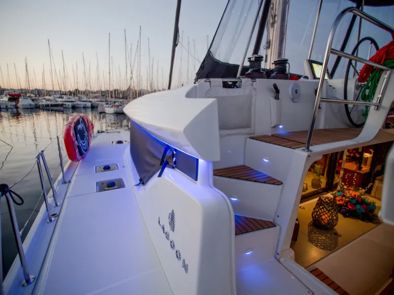 Deck of Alice, a Lagoon 46 catamaran at Athens, Greece