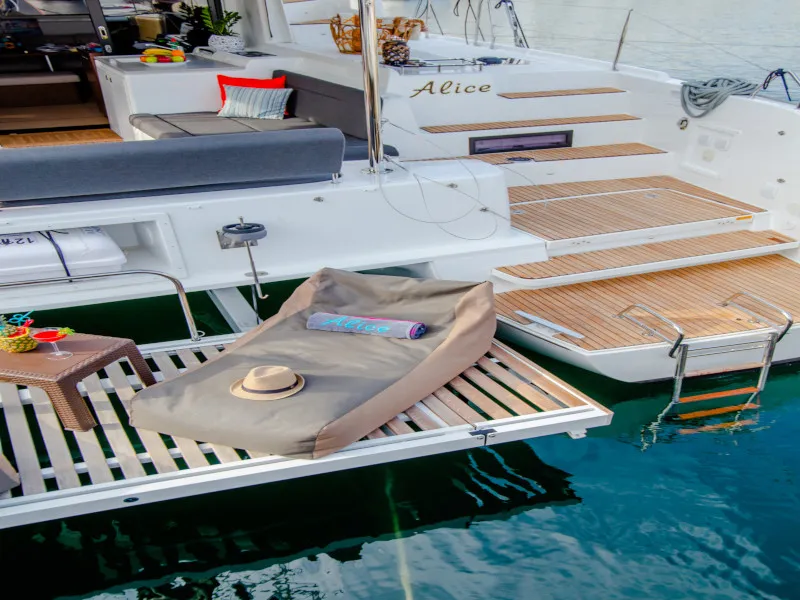 Deck of Alice, a Lagoon 46 catamaran at Athens, Greece