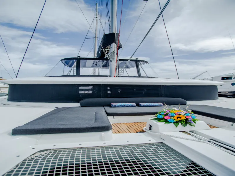 Deck of Alice, a Lagoon 46 catamaran at Athens, Greece