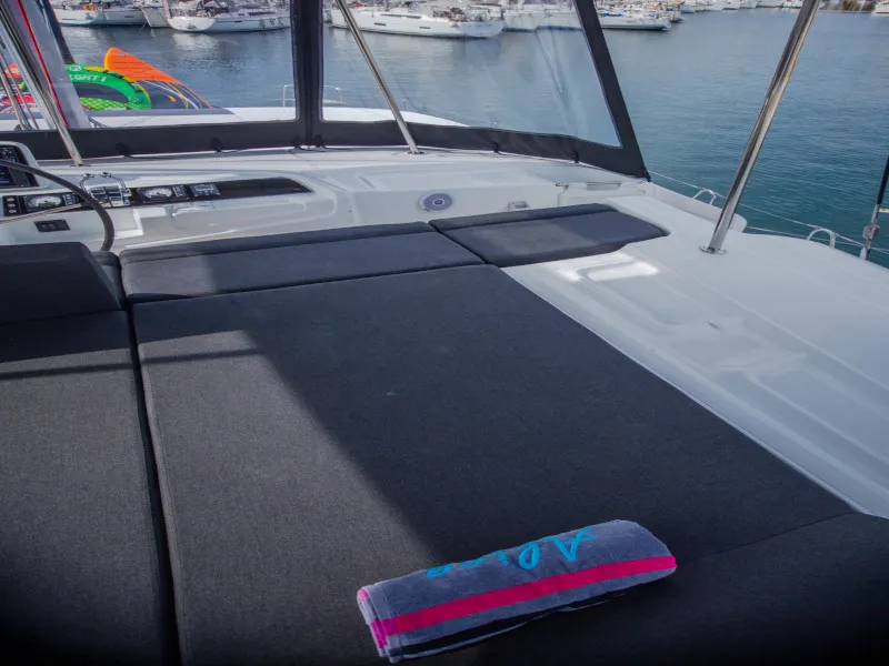 Deck of Alice, a Lagoon 46 catamaran at Athens, Greece