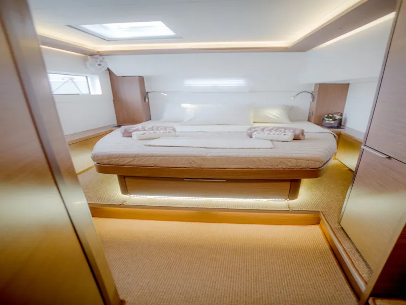 Cabin on Alice, a Lagoon 46 catamaran at Athens, Greece
