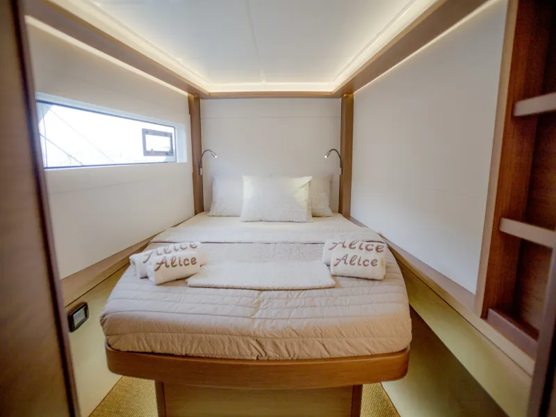 Cabin on Alice, a Lagoon 46 catamaran at Athens, Greece