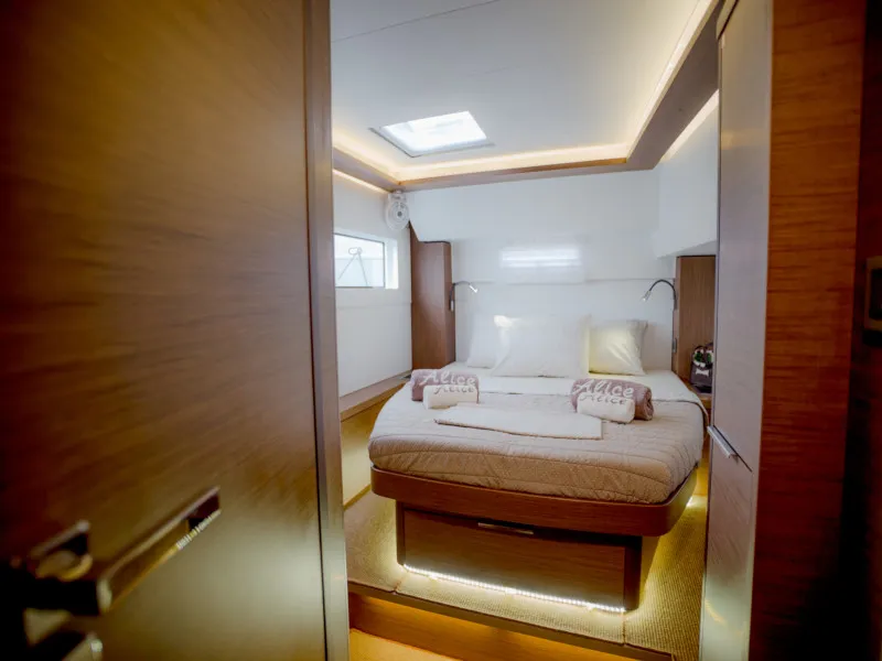 Cabin on Alice, a Lagoon 46 catamaran at Athens, Greece
