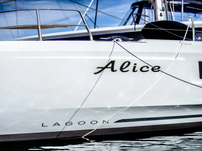Deck of Alice, a Lagoon 46 catamaran at Athens, Greece