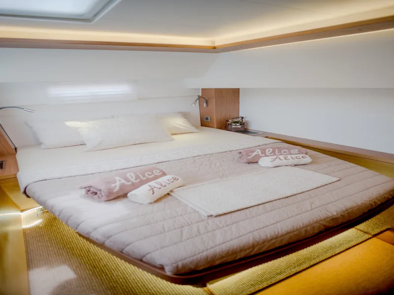 Cabin on Alice, a Lagoon 46 catamaran at Athens, Greece