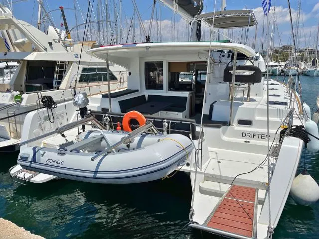 Exterior view of Drifter, a Lagoon 40 catamaran at Municipal Unit of Lefkada, Greece