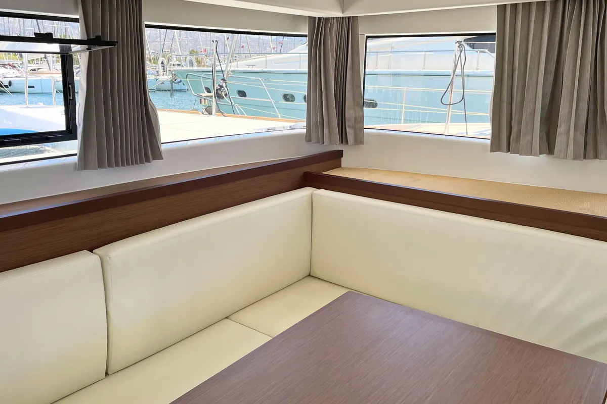 Salon of Drifter, a Lagoon 40 catamaran at Municipal Unit of Lefkada, Greece
