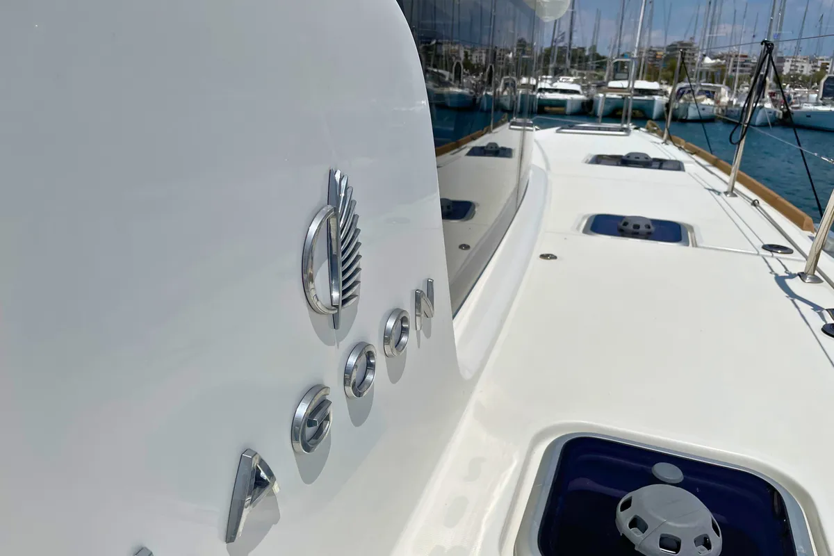 Deck of Drifter, a Lagoon 40 catamaran at Municipal Unit of Lefkada, Greece