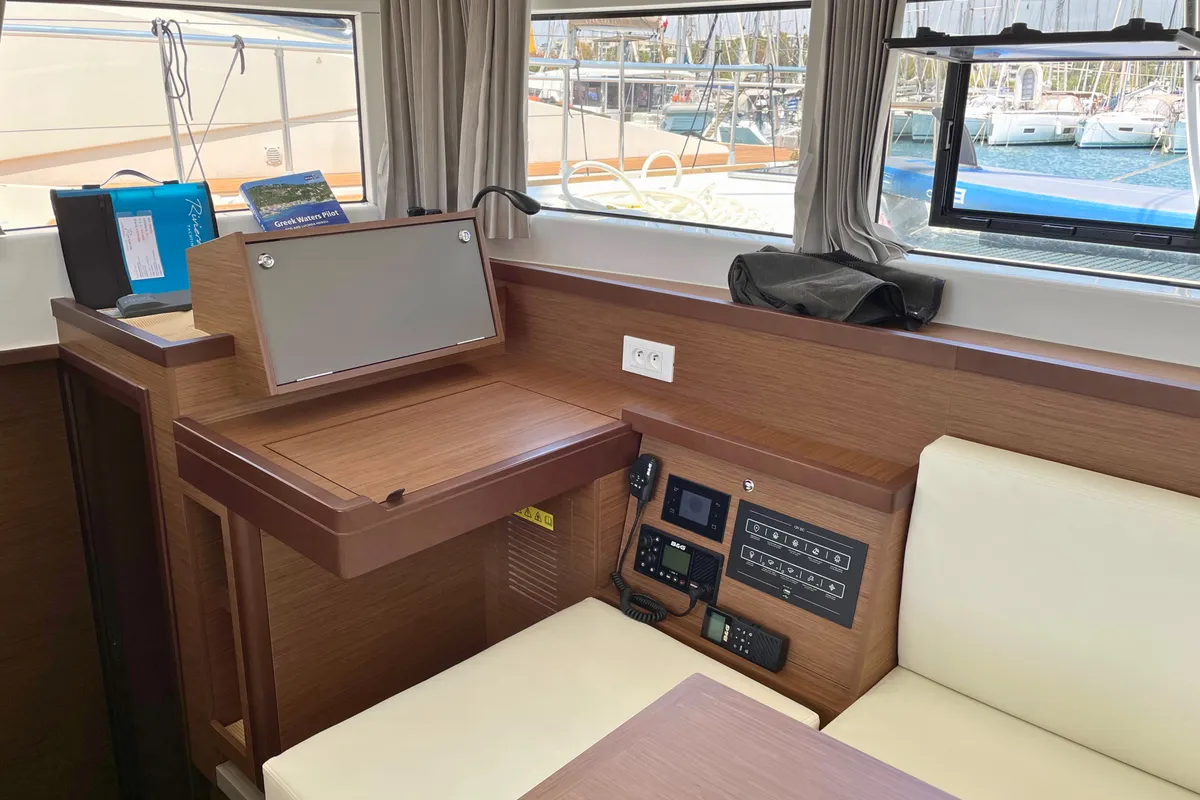 Salon of Drifter, a Lagoon 40 catamaran at Municipal Unit of Lefkada, Greece